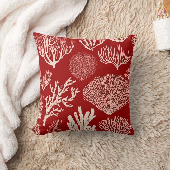 Coral reef in red bath towel set cushion (Blanket)