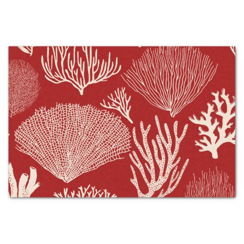 Coral reef in red tissue paper