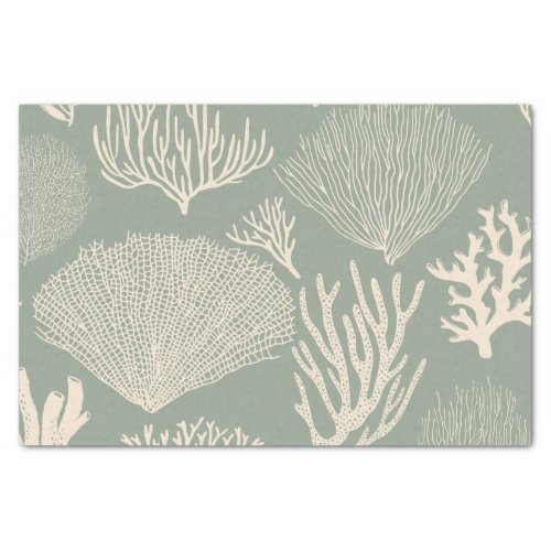 Coral reef in sage tissue paper