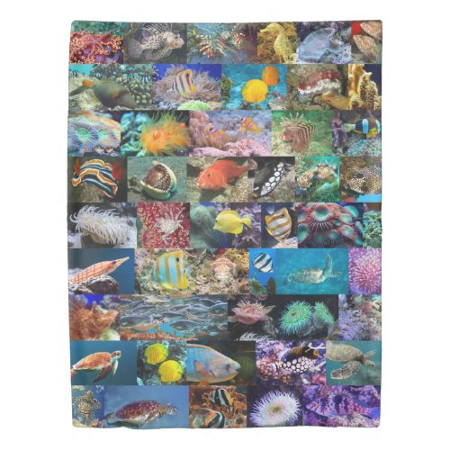 Coral Reef Marine Life Fish and Animals Duvet Cover