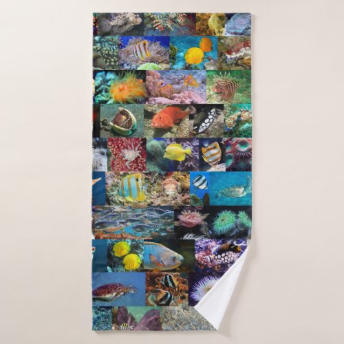 Coral Reef Marine Life Fish and Animals Photos Bath Towel
