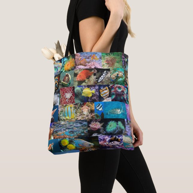 Coral Reef Marine Life: Fish and Animals Tote Bag (Close Up)