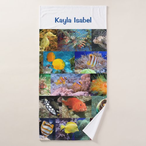 Coral Reef Marine Life Fish Animals Photos Name Bath Towel