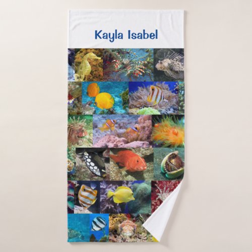 Coral Reef Marine Life Fish Animals Photos Name Bath Towel