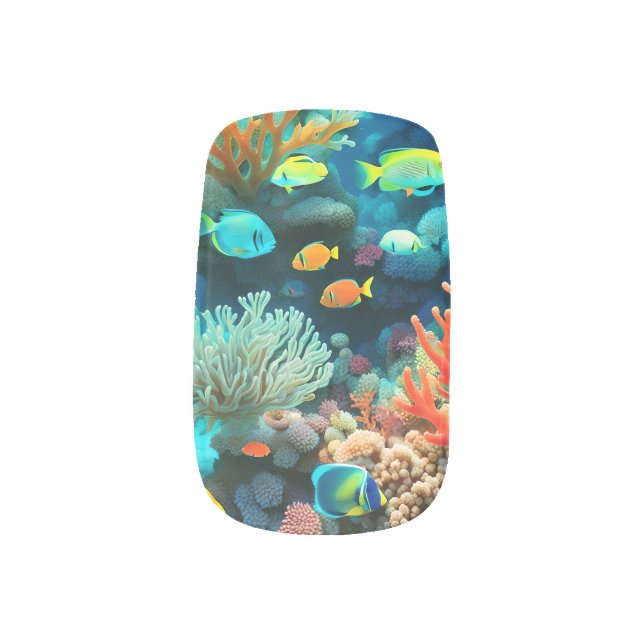 Coral Reef Minx Nail Art (Left Thumb)