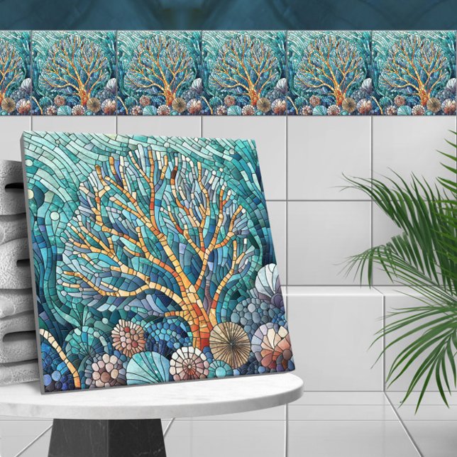 Coral Reef mosaic art Ceramic Tile (Creator Uploaded)