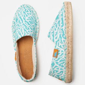 Coral Reef Nautical Beach Pattern Aqua Blue White Espadrilles