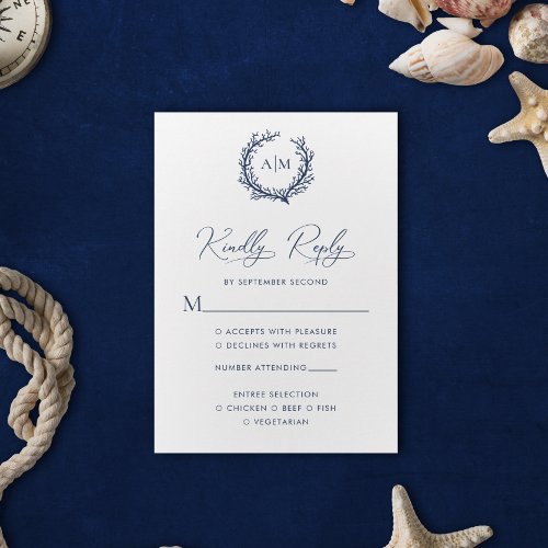 Coral Reef Nautical Wedding RSVP Card