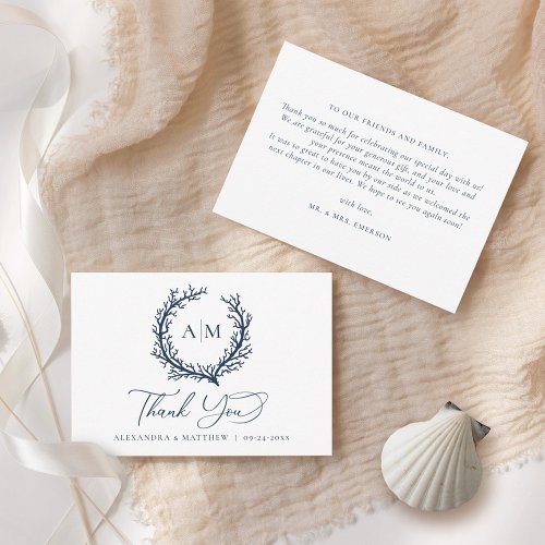 Coral Reef Nautical Wedding  Thank You Card