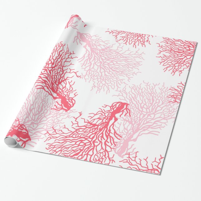 Coral reef pattern wrapping paper (Unrolled)
