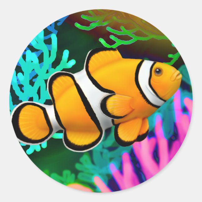 Coral Reef Percula Clown Anenome Fish Sticker (Front)