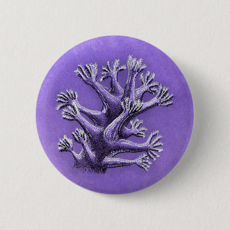 Coral Reef Purple Marine Biology Art Button