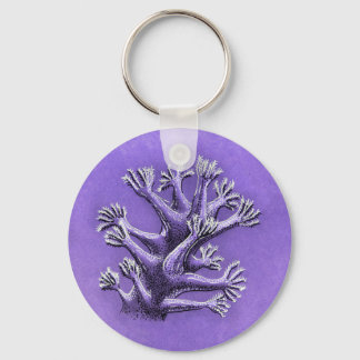 Coral Reef Purple Marine Biology Art Keychain