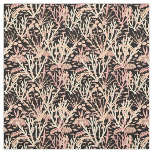 Coral Reef Seabed Pattern on Black Fabric
