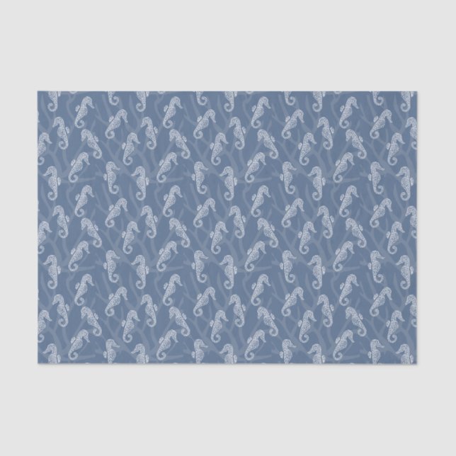 Coral Reef Seahorse - Blue Tissue Paper (Front)