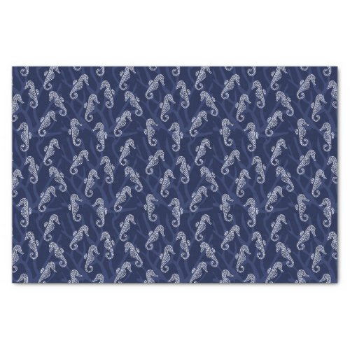 Coral Reef Seahorse _ Navy Blue Tissue Paper