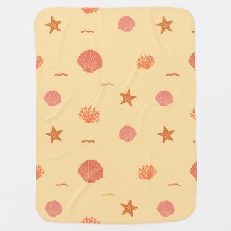 Coral Reef Seashell and Starfish Seamless Pattern Baby Blanket