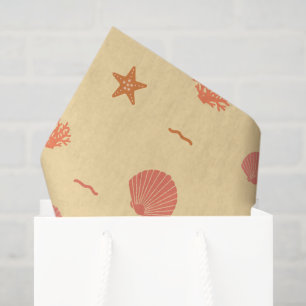 Coral Reef Seashell and Starfish Seamless Pattern  Tissue Paper