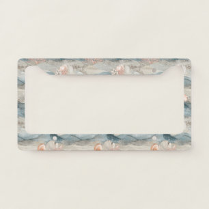 Coral Reef Seashells & Aqua Waves Pattern (11) License Plate Frame