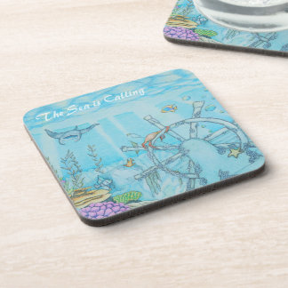 Coral reef shipwreck beverage coaster