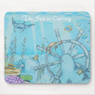 Coral reef shipwreck mouse pad