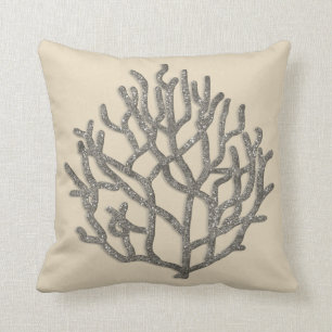 Coral Reef Silver Gray graphic Throw Pillow