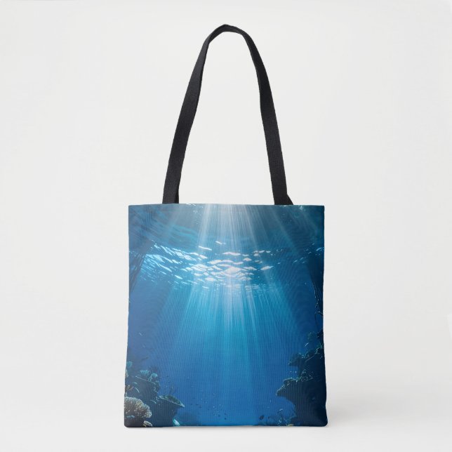 Coral Reef Sunbeams Underwater Tote Bag (Front)