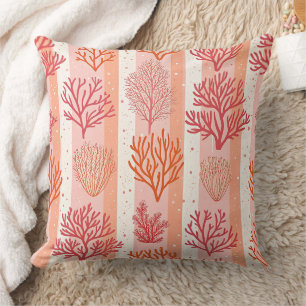 Coral Reef Throw Pillow Cover Orange & Pink Coral