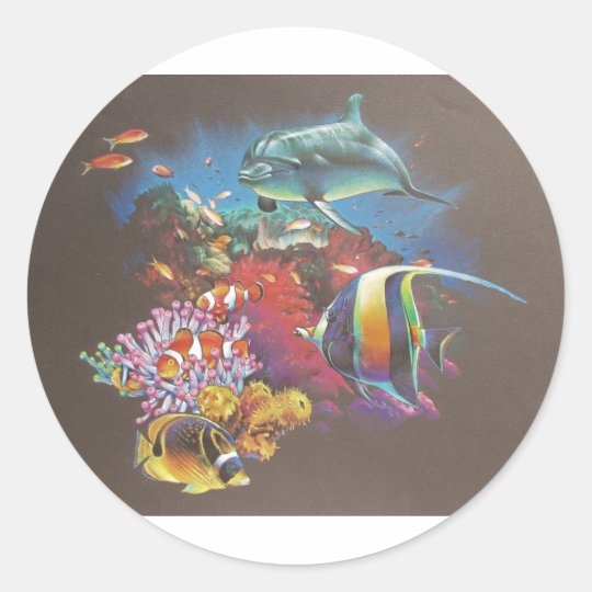 Coral Reef Tropical Fish Classic Round Sticker