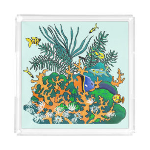 Coral Reef Tropical Fish Salt Water Aquarium Acrylic Tray