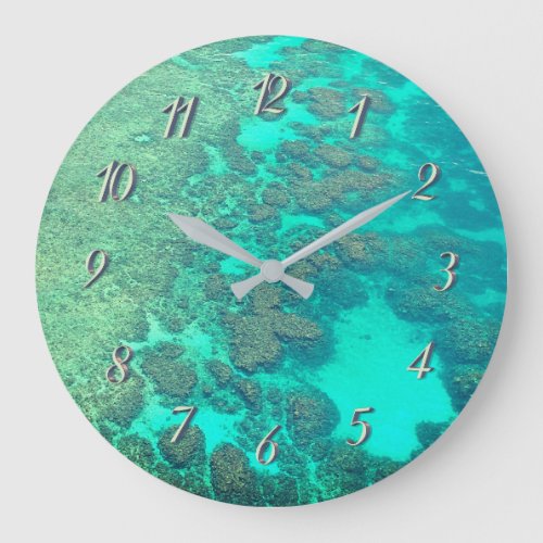 Coral reef turquoise ocean water large clock