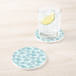 Coral Reef turquoise patterns customize backround Coaster