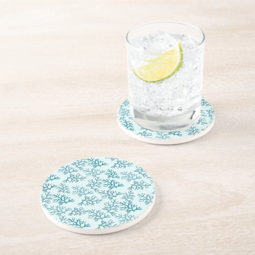 Coral Reef turquoise patterns customize backround  Coaster