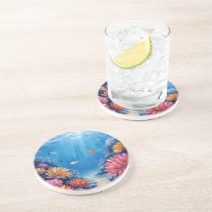 Coral Reef Under the Sea Ocean Painting Coaster