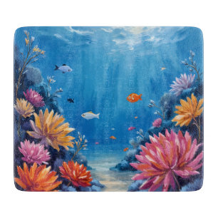 Coral Reef Under the Sea Ocean Painting Cutting Board