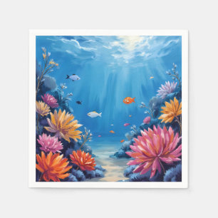 Coral Reef Under the Sea Ocean Painting Napkins