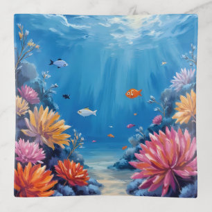 Coral Reef Under the Sea Ocean Painting Trinket Tray