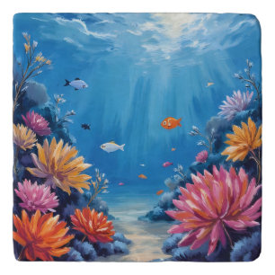 Coral Reef Under the Sea Ocean Painting Trivet