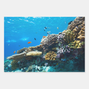 Coral reef underwater wrapping paper sheets