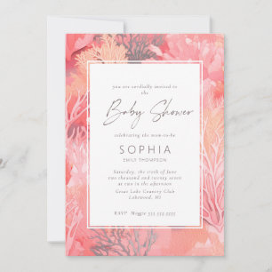 Coral Reef Vibrant Baby Shower - blush pink Invitation