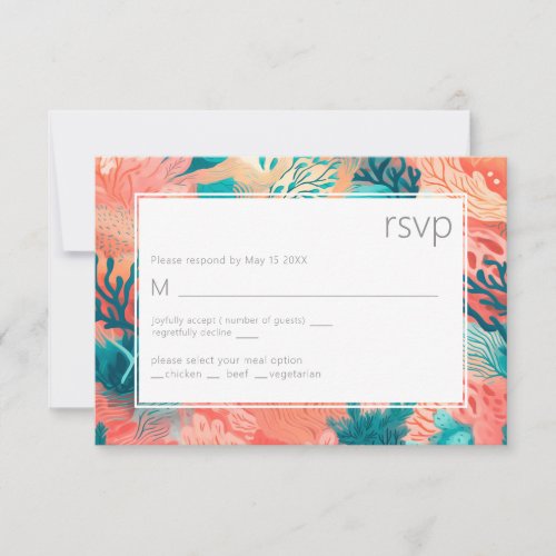 Coral Reef Vibrant Blush pink and teal RSVP