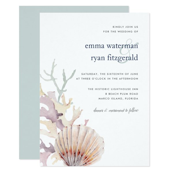 256484232012223359 Coral Reef Wedding Invitation