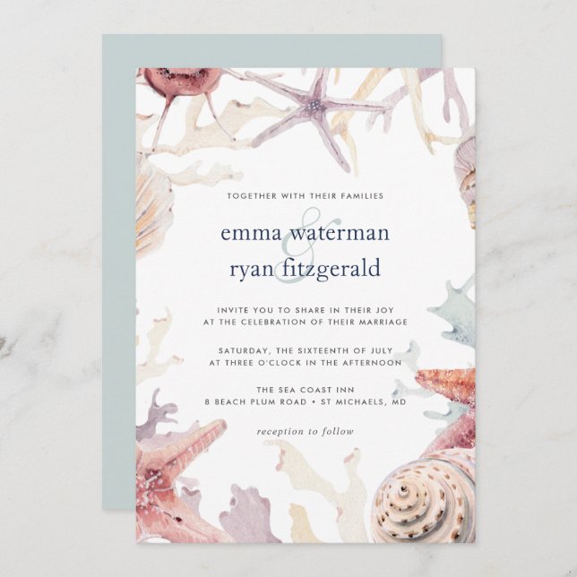 Coral Reef Wedding Invitation (Front/Back)
