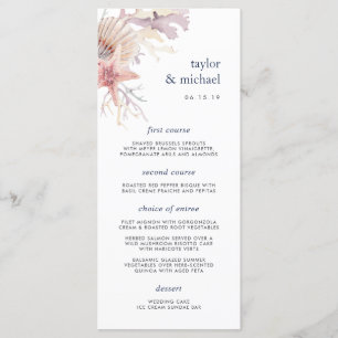 Coral Reef Wedding Menu Card
