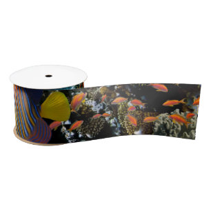 Coral Reef with Fire Coral and Exotic Fishes Satin Ribbon