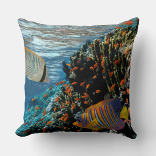 Coral Reef with Fire Coral and Exotic Fishes     Throw Pillow