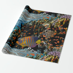 Coral Reef with Fire Coral and Exotic Fishes Wrapping Paper