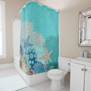 Coral Reef with Starfish and Sea Fans Shower Curtain