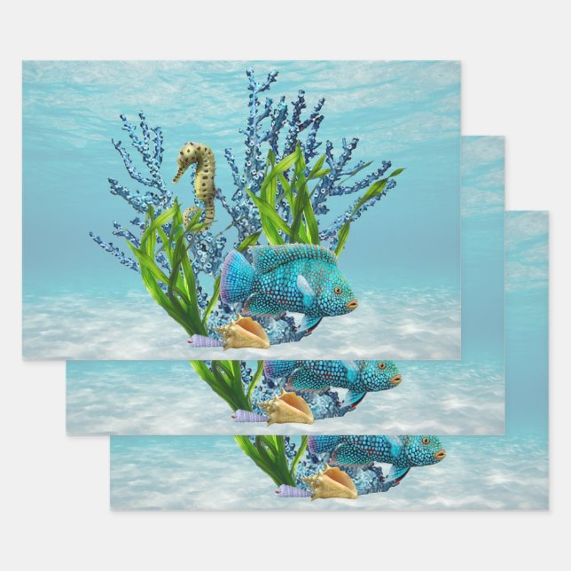 Coral Reef Wrapping Paper Sheets (Set)