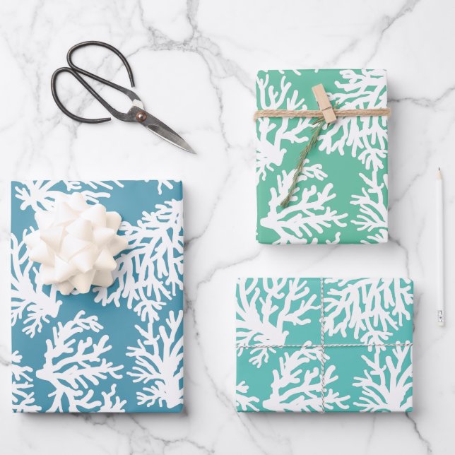 Coral Reefs Beach Summer Wedding  Wrapping Paper Sheets (Front)